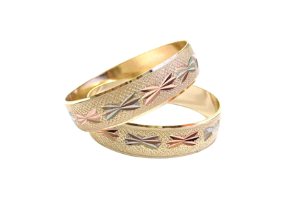 3 Tone Plated | Diamond Cut Bangles